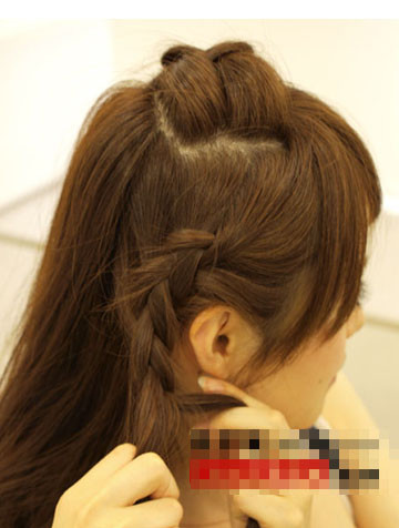 韩式麻花辫盘发 可爱发型扎法